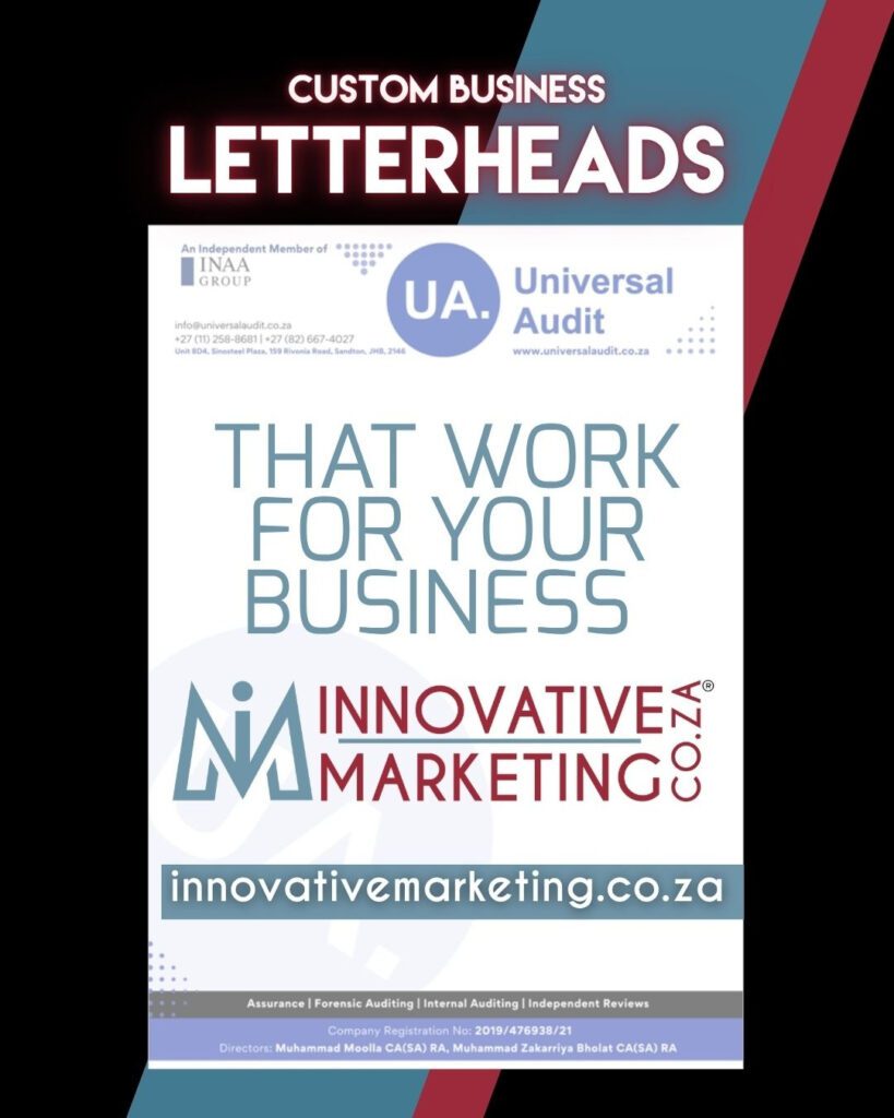Custom corporate letterhead design framework by Innovative Marketing