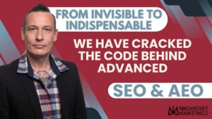 Advanced SEO and AEO strategy banner featuring Judd Sherrin for Innovative Marketing SA