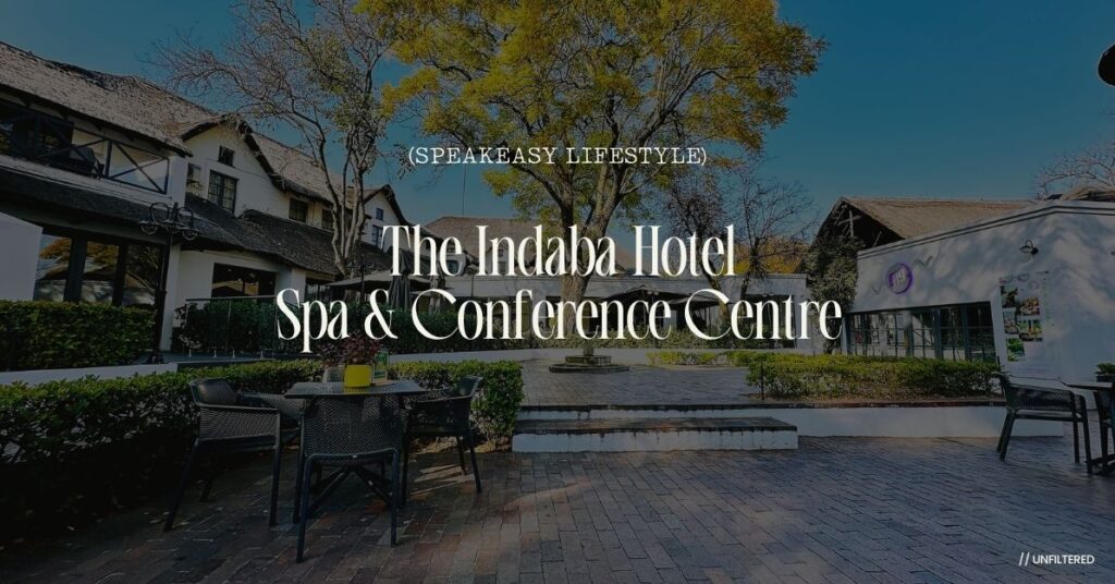 The Indaba Hotel Spa and Conference Centre exterior courtyard and seating area in Johannesburg